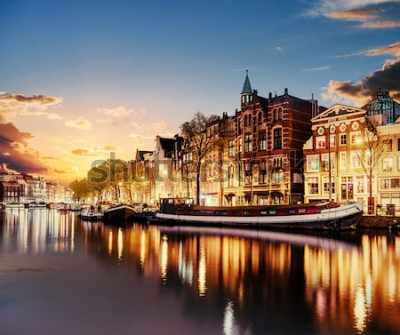 Poster Amsterdam city docks am Nachmittag