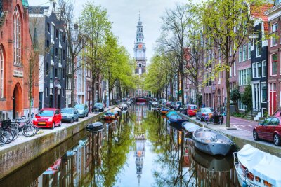 Poster Amsterdam city docks auf dem Fluss