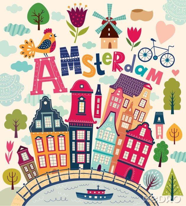 Poster Amsterdam in Symbolen