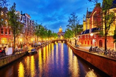 Poster Amsterdam mit Blick auf Kanal