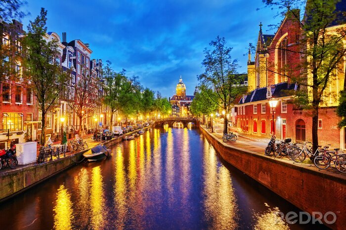 Poster Amsterdam mit Blick auf Kanal