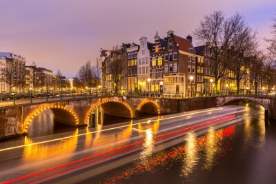 Poster Amsterdam Niederlande bei Nacht