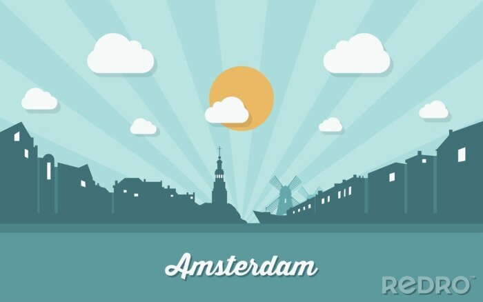 Poster Amsterdam Skyline grafische Darstellung