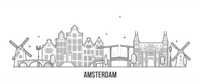 Sticker Amsterdam skyline Netherlands vector city building