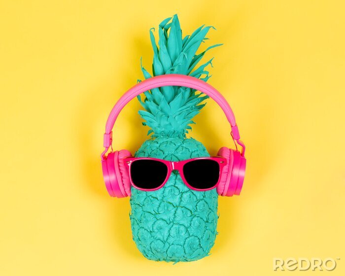 Poster Ananas mit rosa Brille