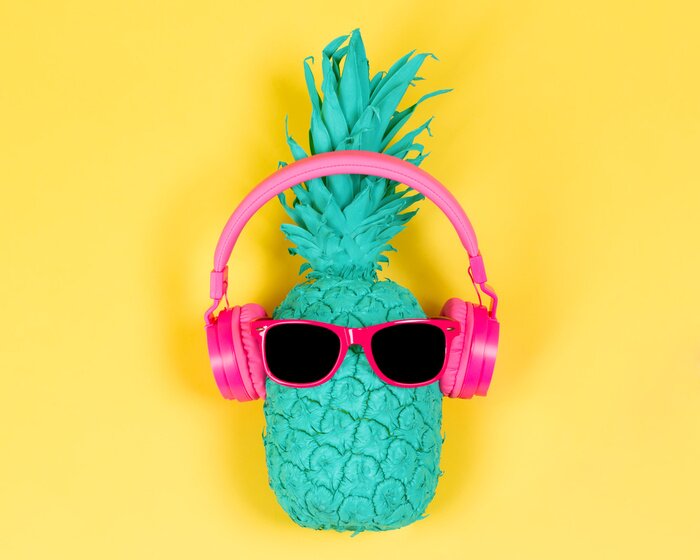 Poster Ananas mit rosa Brille