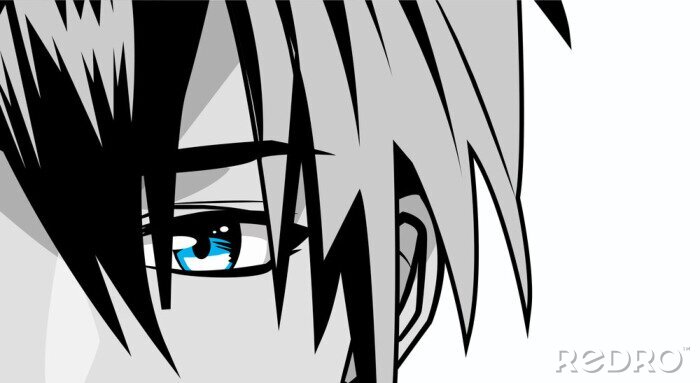 Poster Anime-Figur mit blauem Auge