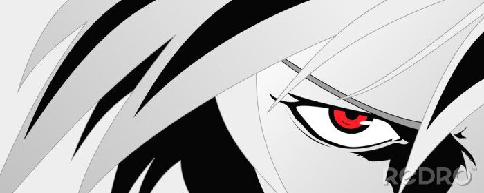 Poster Anime-Figur mit roten Augen