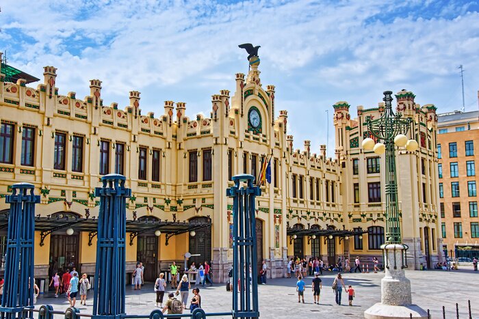 Poster Ansicht des Bahnhofsgebäudes in Spanien