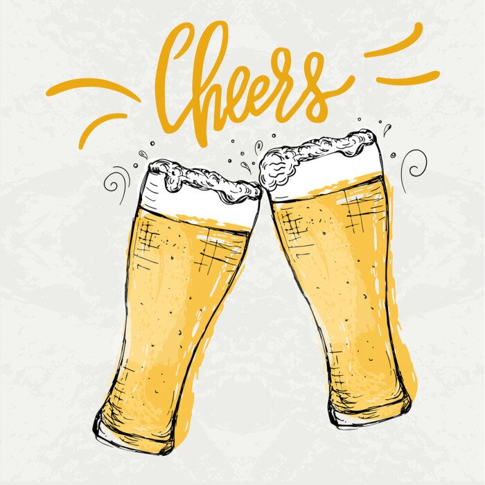 Poster Anstoßen mit Bier in hohen Gläsern