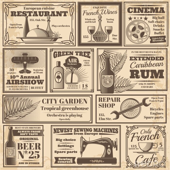 Poster Anzeigen im Vintage-Stil