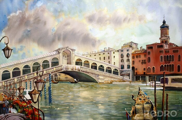 Poster Aquarell-Architektur von Venedig