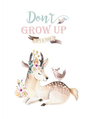 Poster Aquarell-Boho-Hirsch