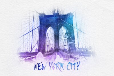 Poster Aquarell der Brooklyn Bridge in New York