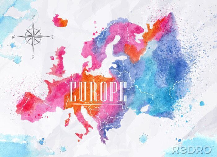 Poster Aquarell-Europakarte