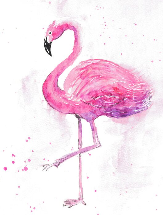 Poster Aquarell Flamingo auf hellem Hintergrund