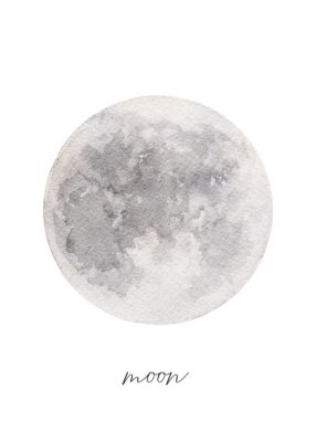 Poster Aquarell minimalistischer Mond