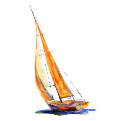 Poster Aquarell Segelboot Zeichnung
