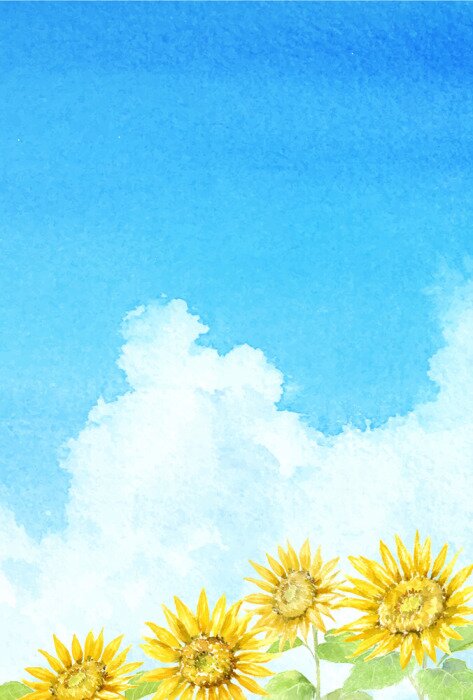 Poster Aquarell-Sonnenblumen schauen in den Himmel