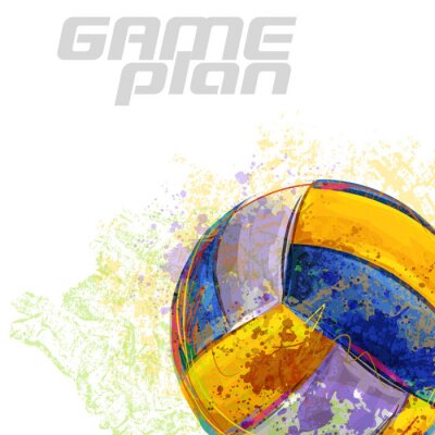 Poster Aquarell-Volleyball