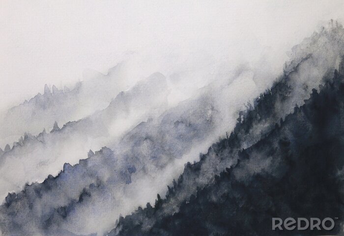 Poster Aquarell-Waldimitation