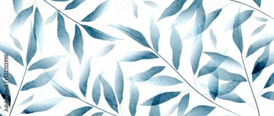 Aquarellzweige mit Blättern auf weißem Hintergrund