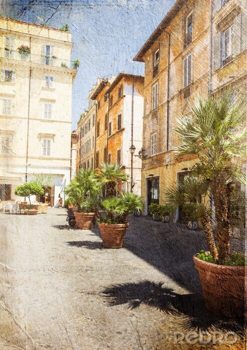 Poster Architektur der alten Gasse in Rom