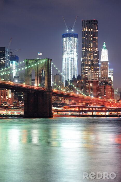 Poster Architektur von New York City bei Nacht
