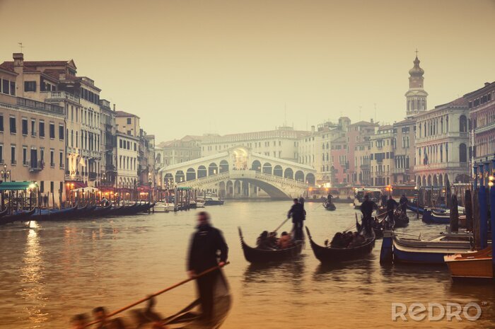 Poster Architektur von Venedig und Gondeln