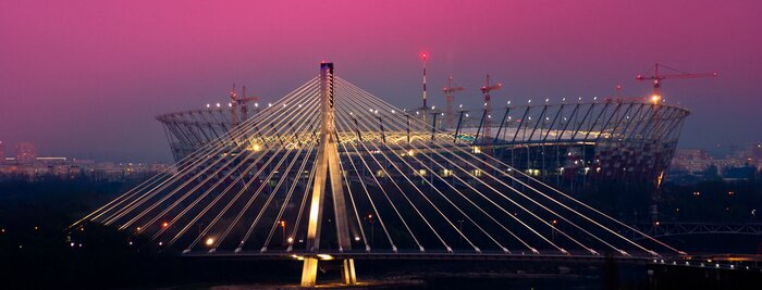 Poster Architektur von Warschau am Abend