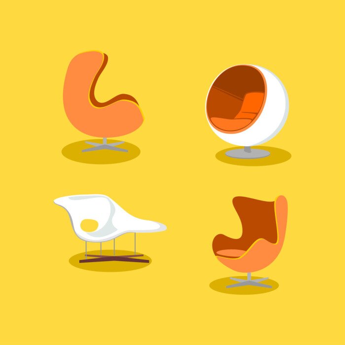 Poster Armchair. Furniture.  Logo, emblem.Vector.