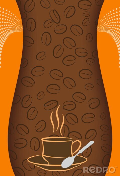 Poster Aromatischer Kaffee auf Illustration