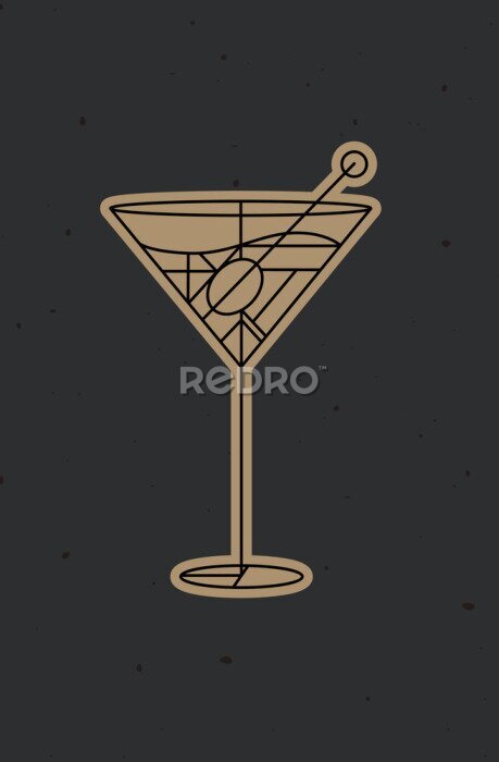 Poster Art Déco Martini-Cocktail