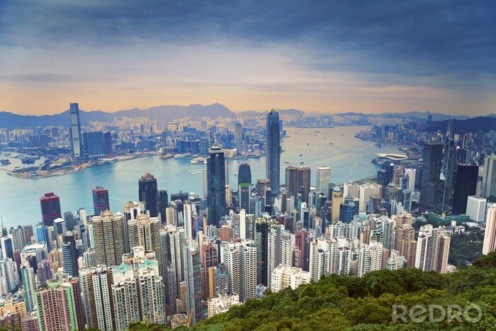 Poster Asien Hongkong aus Vogelperspektive