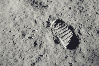 Poster Astronaut auf dem Mond Fußabdruck