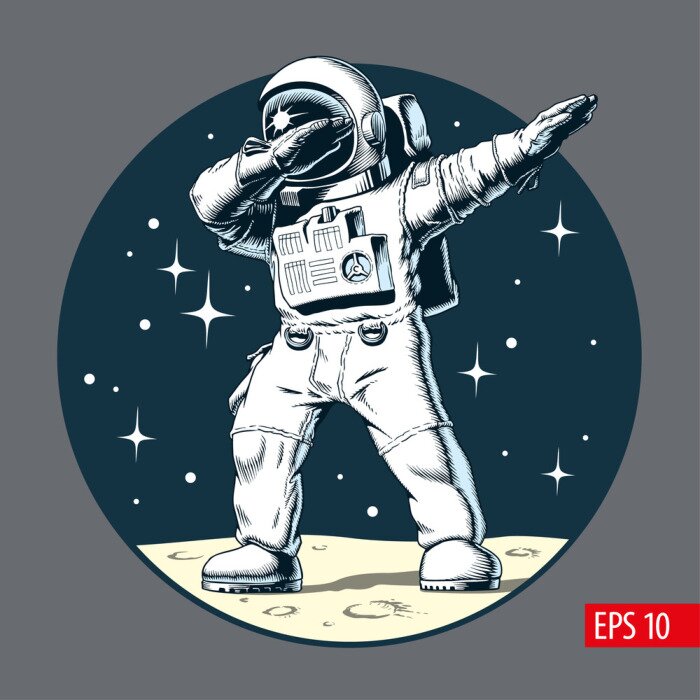Poster Astronaut auf dem Mond in einer lustigen Pose