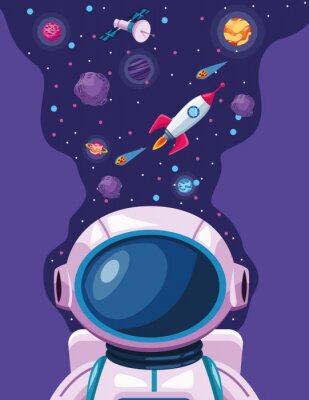 Poster Astronaut auf Mission im Weltraum