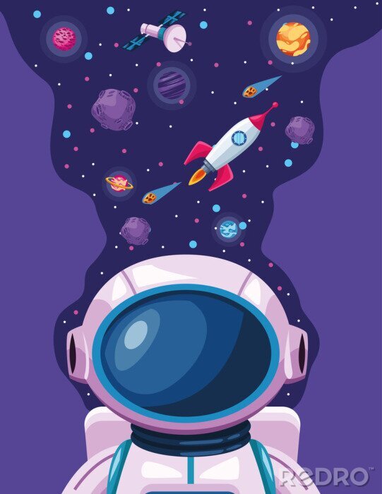 Poster Astronaut auf Mission im Weltraum
