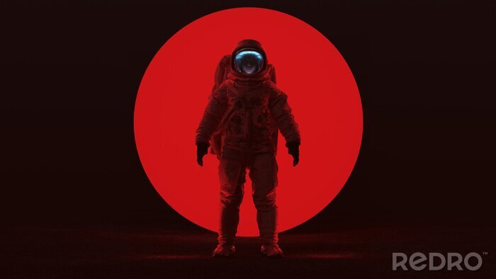 Poster Astronaut beleuchtet mit rotem Licht