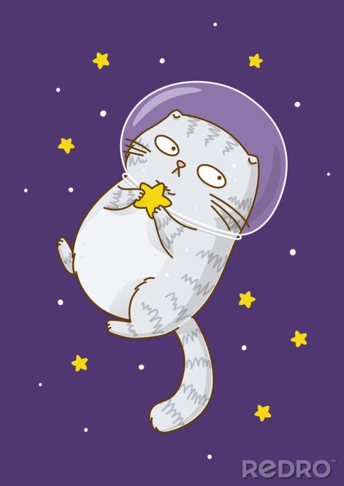 Poster Astronaut der grauen Katze