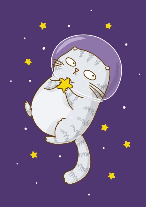 Poster Astronaut der grauen Katze