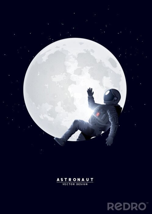 Poster Astronaut im Raumanzug auf dem Mond
