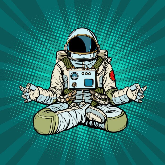Poster Astronaut in Lotusblumen-Pose