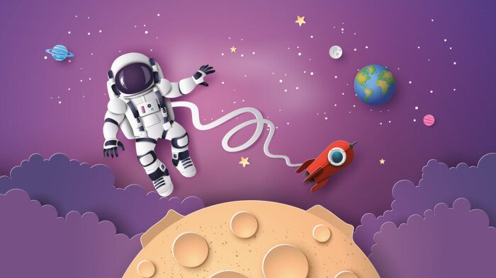 Poster Astronaut Mond Version für Kinder