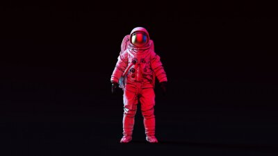 Poster Astronaut schaut auf ein rotes Licht