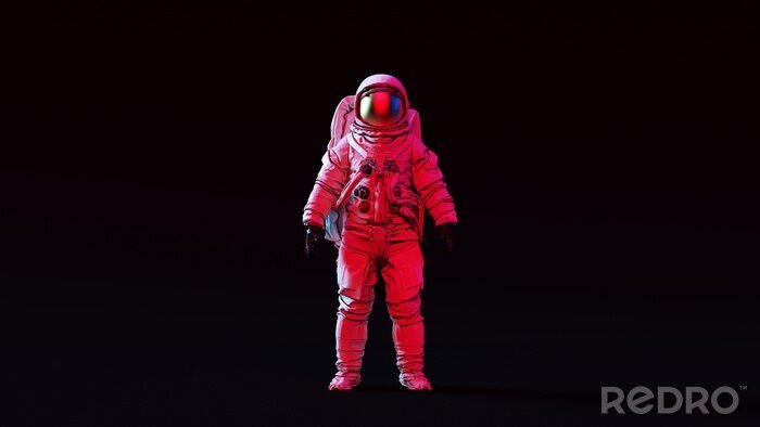 Poster Astronaut schaut auf ein rotes Licht