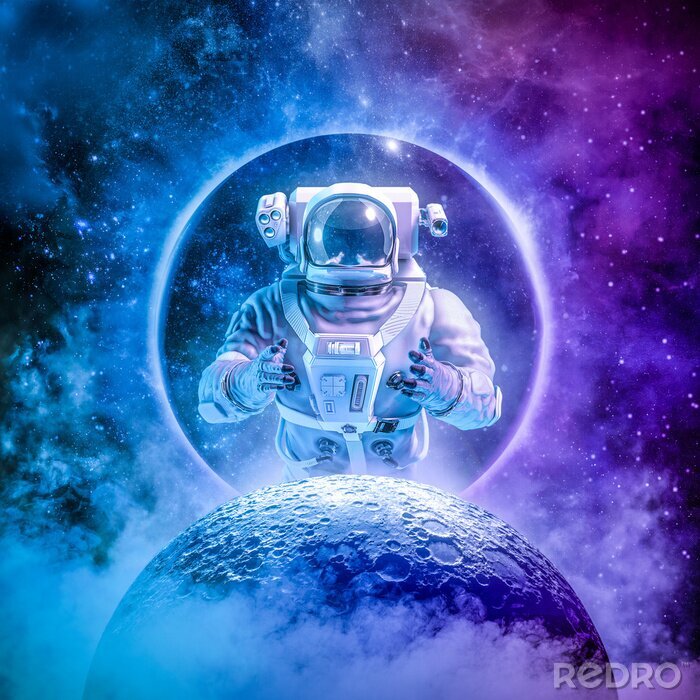 Poster Astronaut über dem Planeten