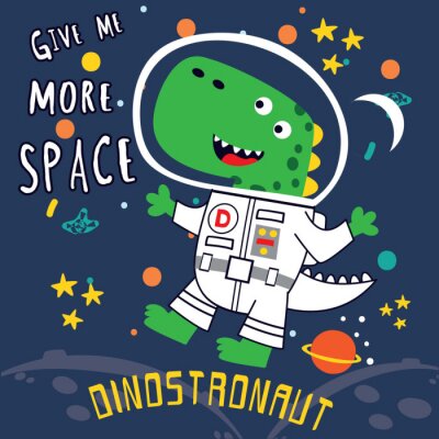 Poster Astronautendinosaurier im bunten Weltraum