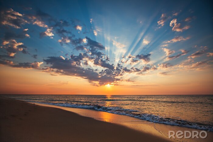 Poster Atemberaubender Sonnenuntergang am Meer