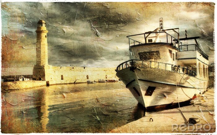 Poster Auf Leinwand gemalter Leuchtturm